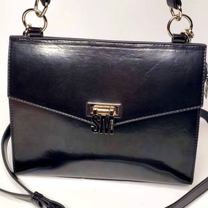 Steve Madden Black Patent Finish Chain Strap Crossbody Purse